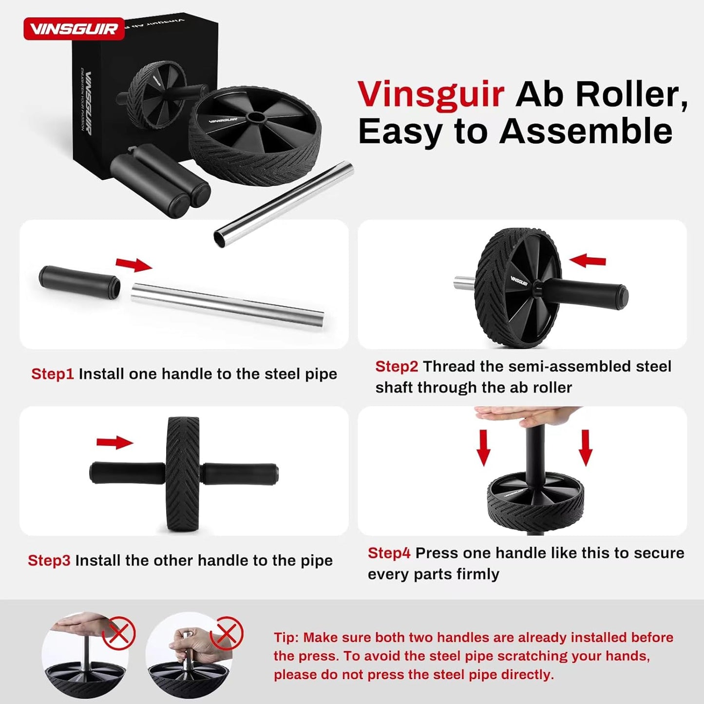 Ab Roller Wheel - Ab Workout Equipment for Abdominal & Core Strength Training, Home Gym Fitness Equipment for Men Women