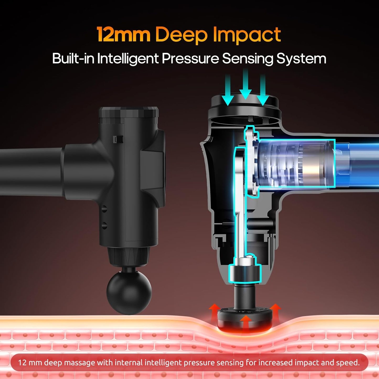 Massage Gun with Heat Deep Tissue Back Massager Neck Massager for Pain Relief,Muscle Percussion Massage Gun, Birthday Gifts for Men Women Dad Him Handheld Message Gun with 7Heads&Silent