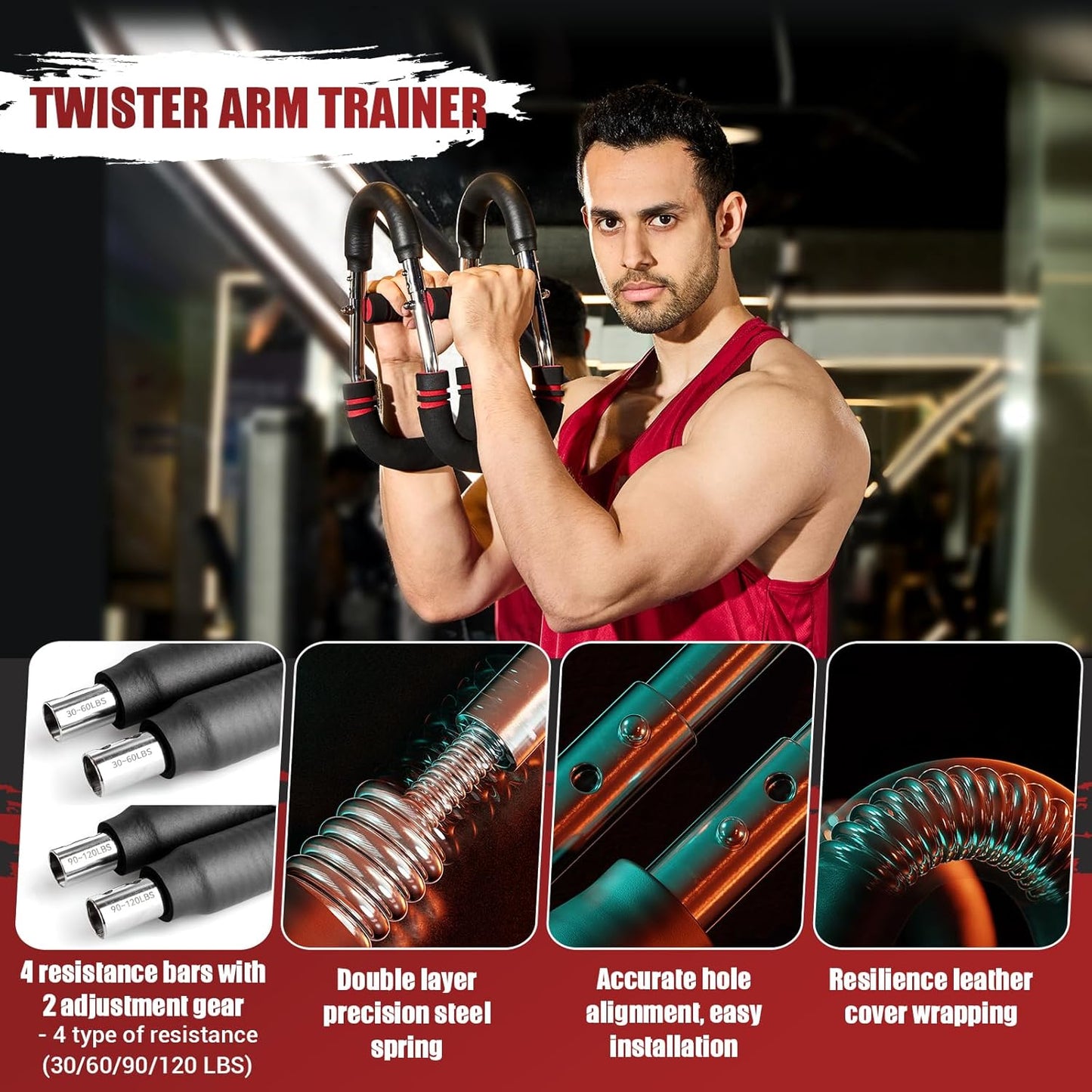 Revolutionary Twister Arm Trainer: Adjustable Resistance from 30-120 Lbs for Ultimate Upper Body Strength Training - Perfect for Men & Women!