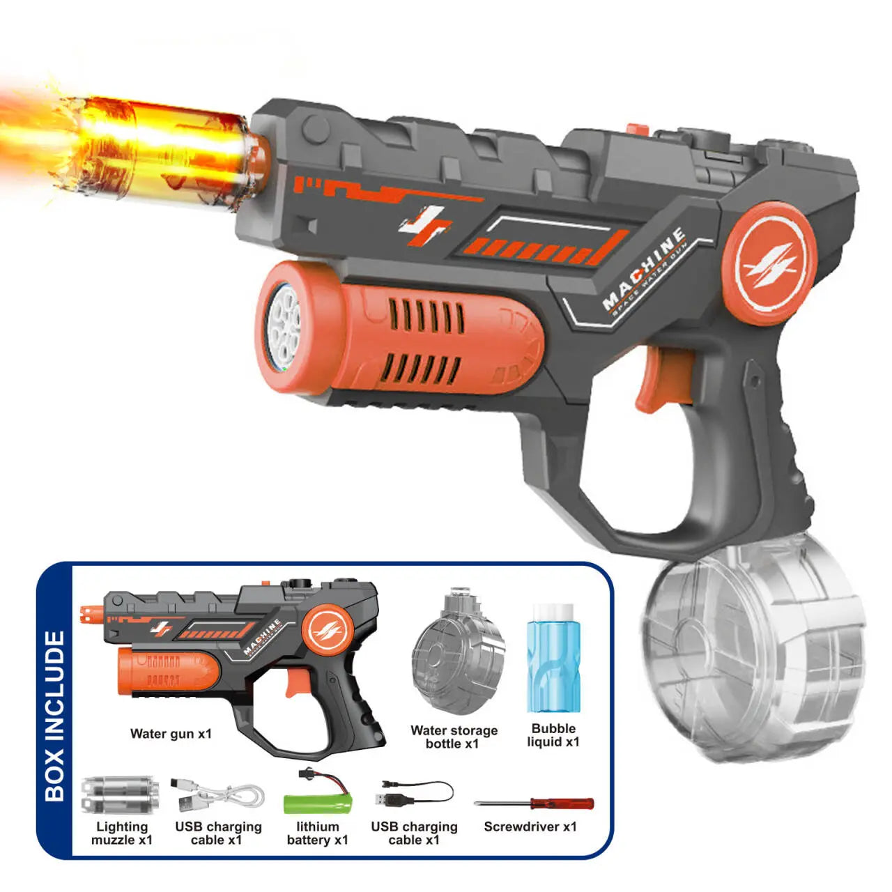Adult and Children'S Electric Water Guns, Automatic High-Power Water Guns, Swimming Pool Toys, Beach Electric Water Guns, Realistic Muzzle Flames.