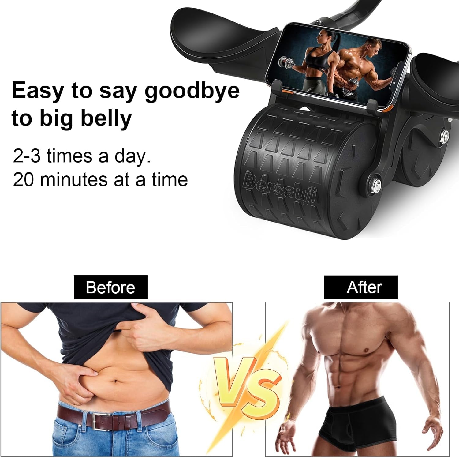 2026 New Ab Roller Wheel with Knee Mat &Timer, Automatic Rebound Abdominal Wheel, Ab Abdominal Exercise Roller with Elbow Support, Abs Workout Equipment Ab Exercise Roller for Women Men