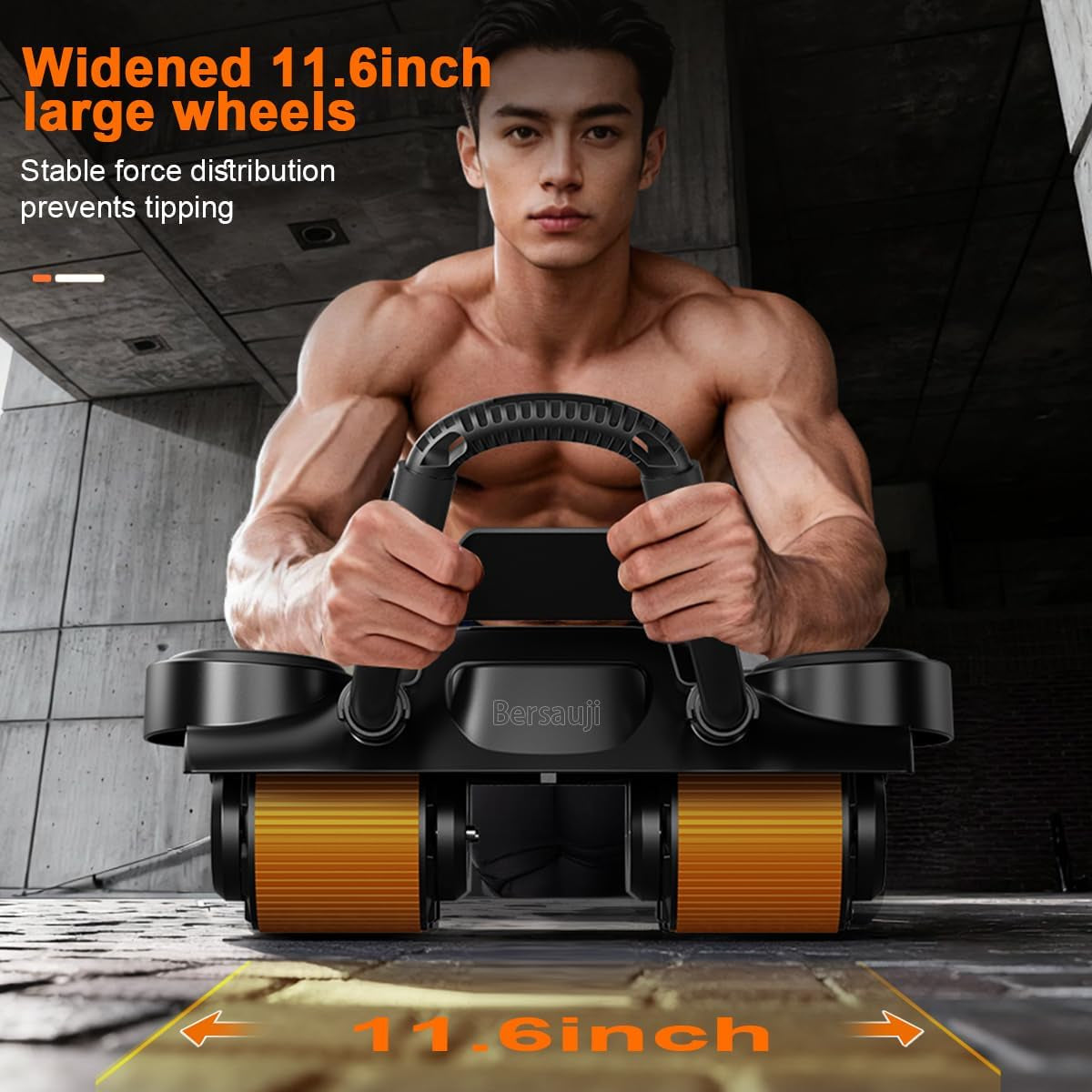 Ab Roller Wheel with Knee Mat - Abdominal Exercise Roller with Elbow Support, Automatic Rebound Abdominal Wheel, Abs Workout Equipment for Women Men