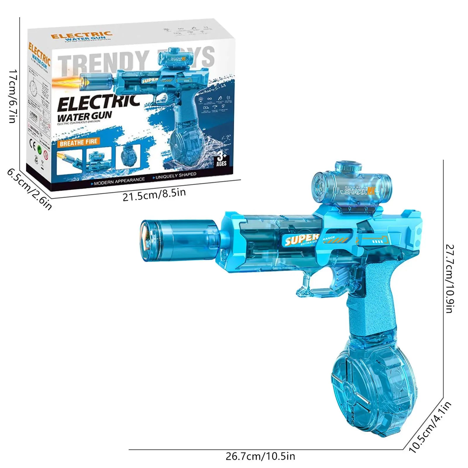 Adult and Children'S Electric Water Guns, Automatic High-Power Water Guns, Swimming Pool Toys, Beach Electric Water Guns, Realistic Muzzle Flames.