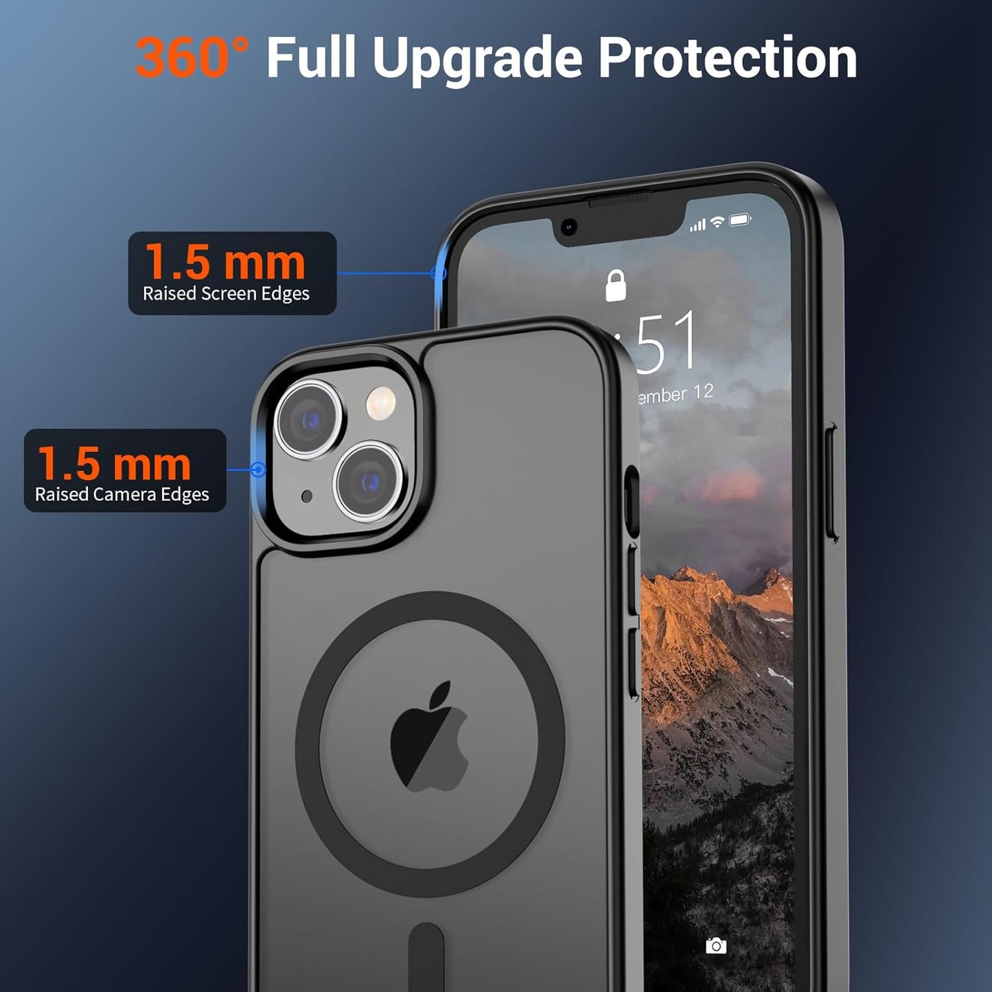 Magnetic for Iphone 14 Case & Iphone 13 Case (Compatible with Magsafe)(Military Grade Drop Protection) Translucent Matte Shockproof Phone Cover,Black