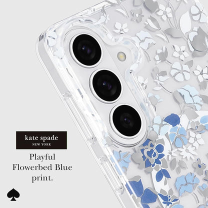 Samsung Galaxy S26 plus Case - [Magnetic and Wireless Charging] - Designer Phone Case - Flowerbed Blue Gems