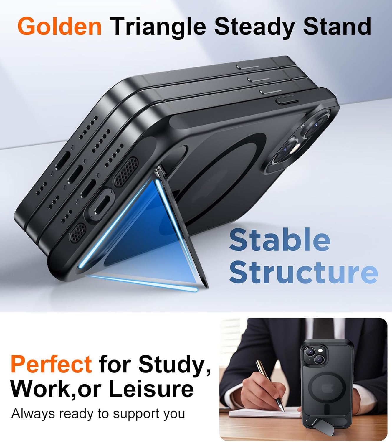 Magnetic Compatible with Iphone 15 plus Case & Iphone 14 plus Case, [Built-In Invisible Kickstand][Compatible with Magsafe][Military Grade Shockproof] Slim Translucent Matte Phone Case 6.7"