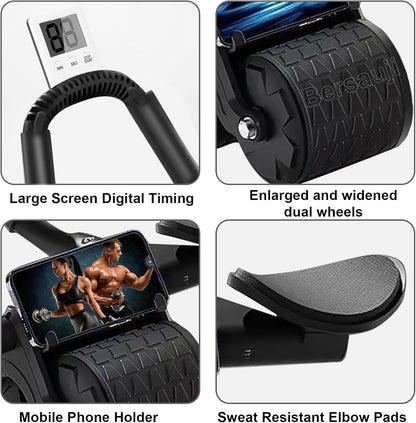 2026 New Ab Roller Wheel with Knee Mat &Timer, Automatic Rebound Abdominal Wheel, Ab Abdominal Exercise Roller with Elbow Support, Abs Workout Equipment Ab Exercise Roller for Women Men