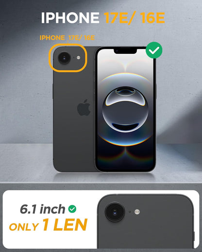 for Iphone 17E Case& Iphone 16E Case, Full-Body Phone with Built-In Glass Screen Protector, [Magnetic with Magsafe] Military Drop Proof 17 E/ 16 E Cover Bumper 6.1 Inch, Black