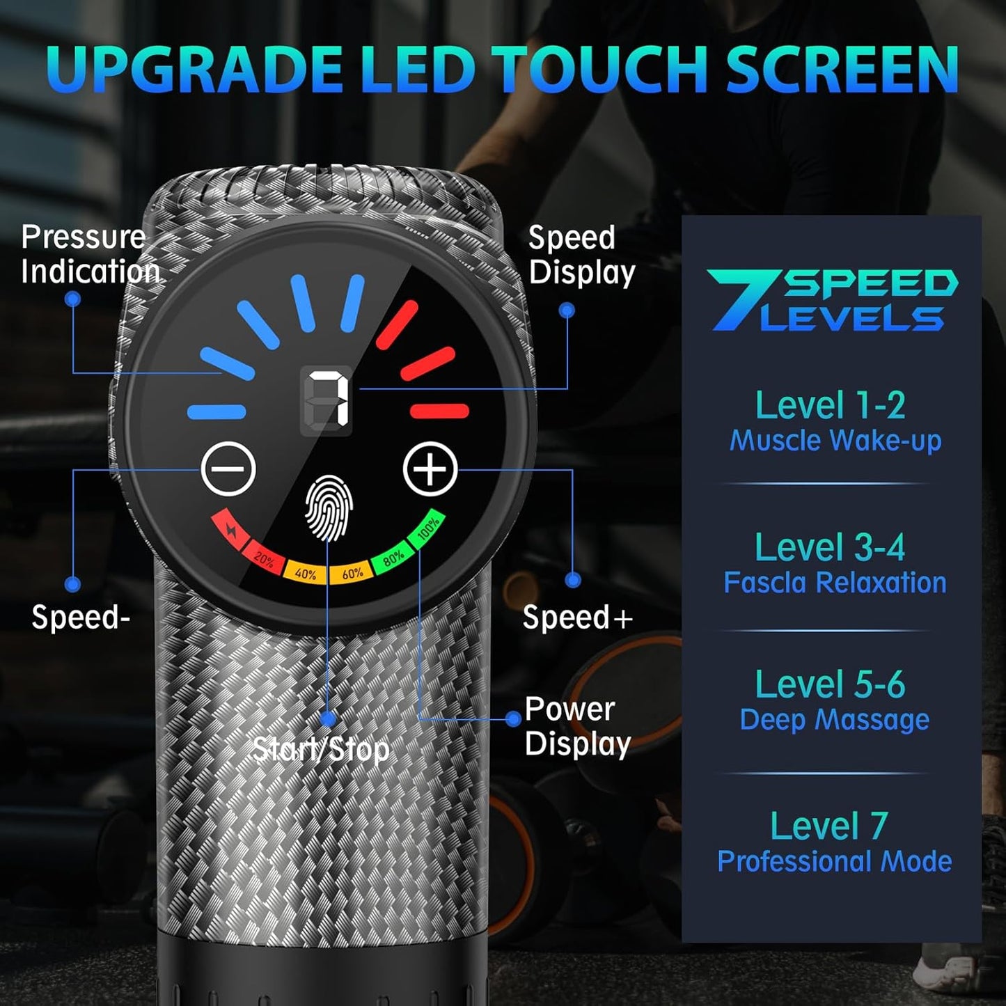 Massage Gun, Deep Tissue Back Massage for Athletes for Pain Relief, Percussion Massager with 10 Massages Heads & Silent Brushless Motor, Valentines Day Gifts for Him Her, Carbon