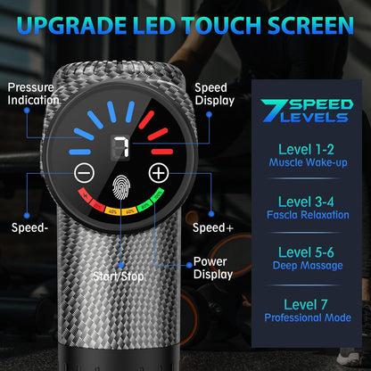 Massage Gun, Deep Tissue Back Massage for Athletes for Pain Relief, Percussion Massager with 10 Massages Heads & Silent Brushless Motor, Valentines Day Gifts for Him Her, Carbon