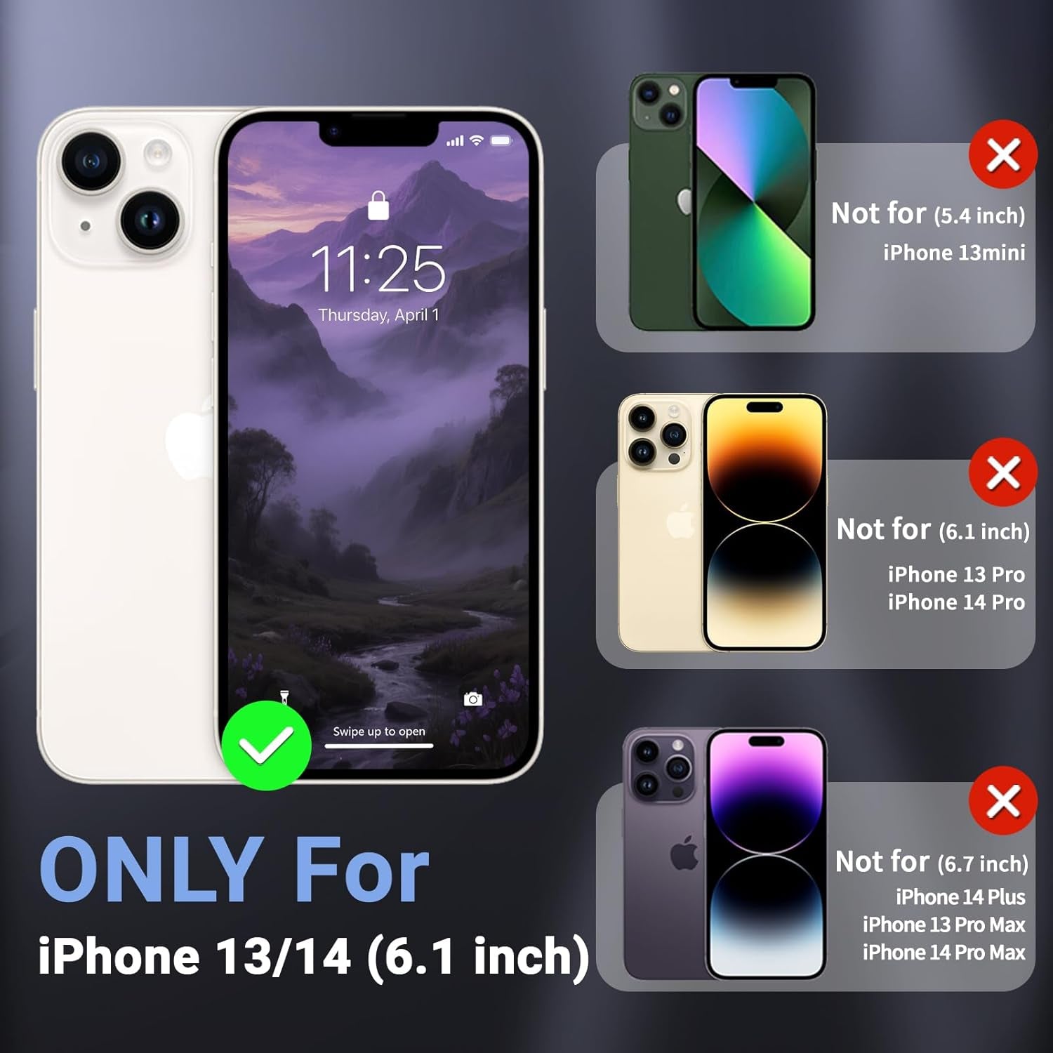Magnetic for Iphone 13/14 Case,[Screen Protector] [Compatible with Magsafe][Military Grade Drop Protection][Heavy Duty Protection][Shockproof] 2-Layer Durable Bumper Phone Case 6.1"-Purple