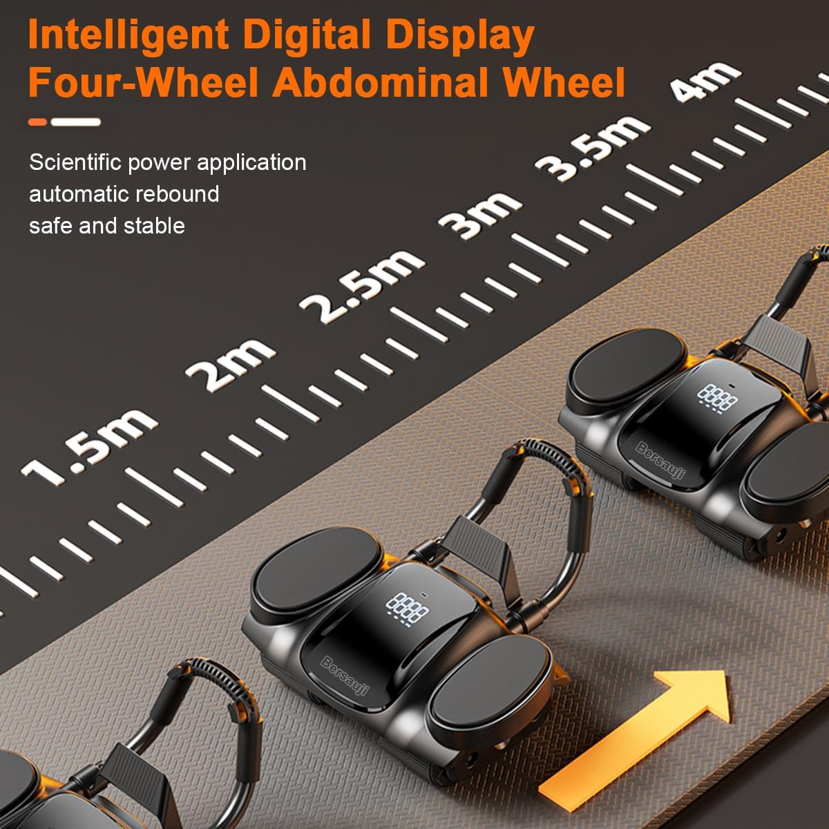 Ab Roller Wheel with Knee Mat - Abdominal Exercise Roller with Elbow Support, Automatic Rebound Abdominal Wheel, Abs Workout Equipment for Women Men