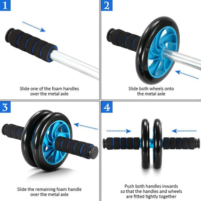 AB Wheel Roller Kit with Push-Up Bar, Knee Mat, Jump Rope and Hand Gripper - Home Gym Workout for Men Women Core Strength & Abdominal Exercis