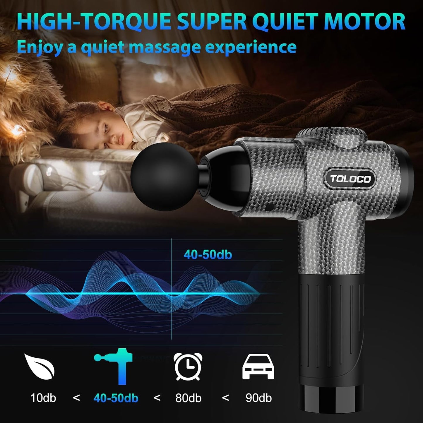Massage Gun, Deep Tissue Back Massage for Athletes for Pain Relief, Percussion Massager with 10 Massages Heads & Silent Brushless Motor, Valentines Day Gifts for Him Her, Carbon