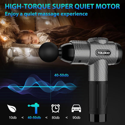 Massage Gun, Deep Tissue Back Massage for Athletes for Pain Relief, Percussion Massager with 10 Massages Heads & Silent Brushless Motor, Valentines Day Gifts for Him Her, Carbon
