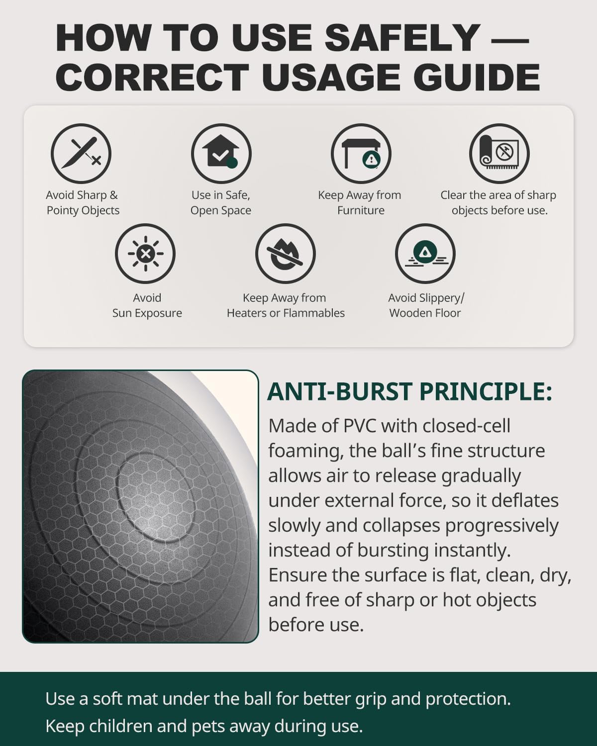 Exercise Ball for Yoga, Pilates & Fitness – Stability Ball Equipment for Home Gym & Office Chair, Core & Balance Training Accessories, Physical Therapy Equipment, Quick Pump Included, 5 Sizes