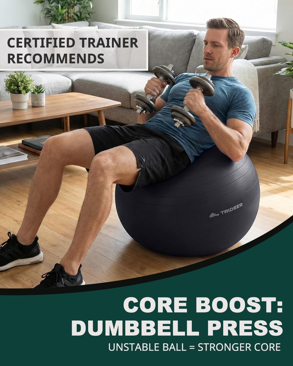 Exercise Ball for Yoga, Pilates & Fitness – Stability Ball Equipment for Home Gym & Office Chair, Core & Balance Training Accessories, Physical Therapy Equipment, Quick Pump Included, 5 Sizes