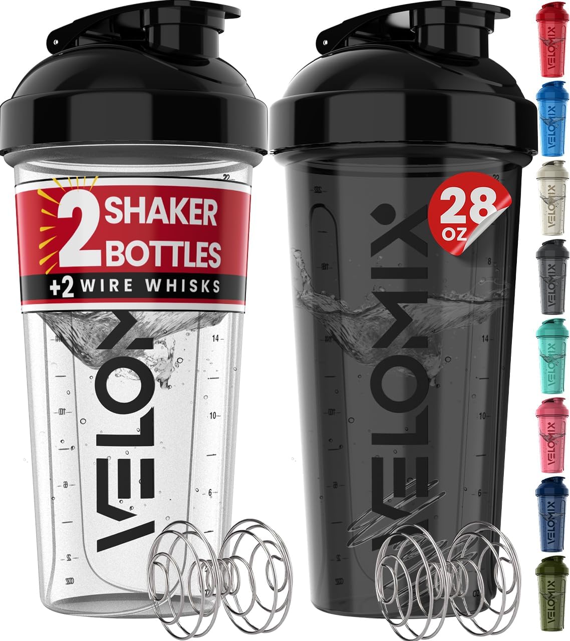 Get Fit with Our 2-Pack 28 Oz Leak-Proof Protein Shaker Bottles - Perfect for Smoothies and Protein Mixes!