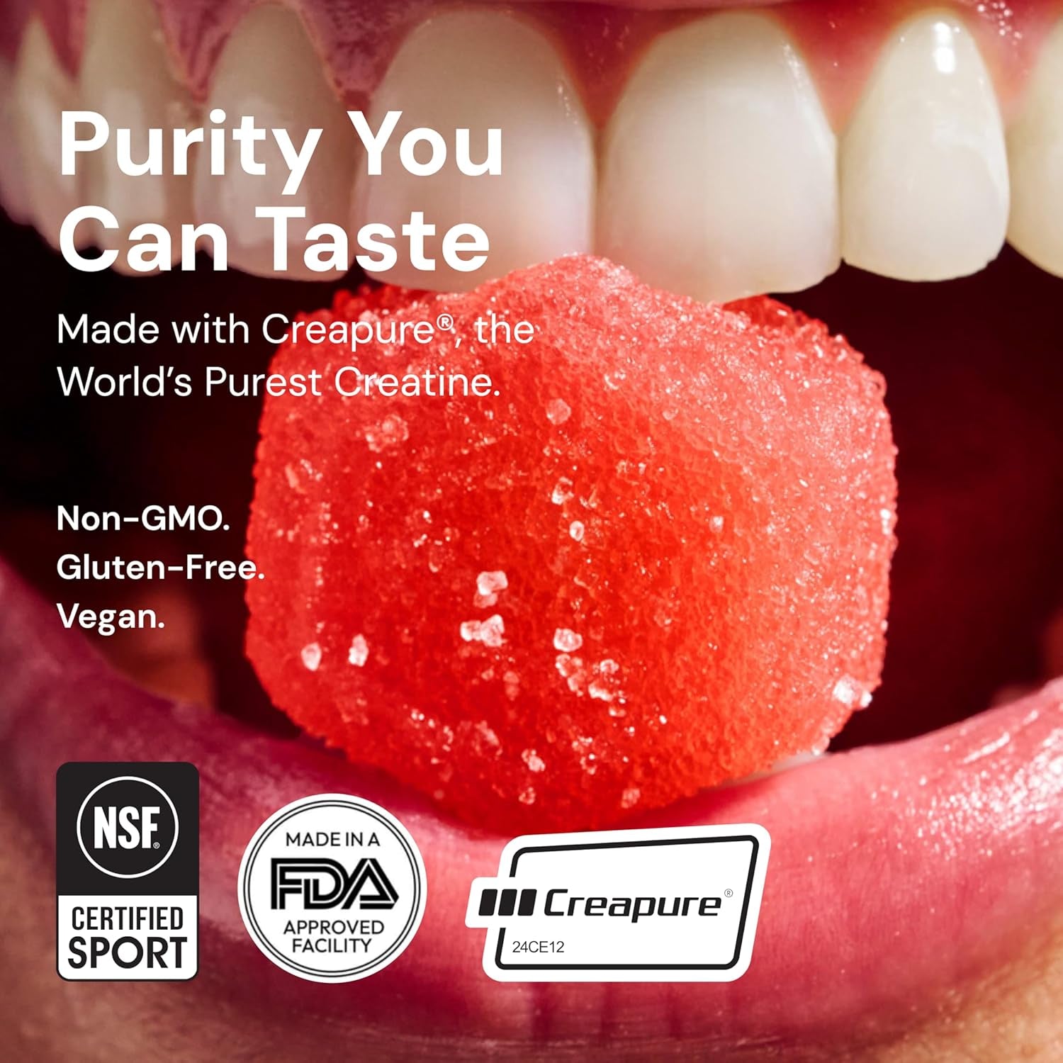 Creatine Monohydrate Gummies for Men & Women, Boost Focus, Strength, and Endurance, Anti-Melting Formula, Vegan, Gluten-Free, Non-Gmo, 1.5G of Creatine per Gummy (Sour Cherry)