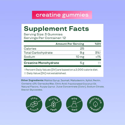 Bloom Creatine Monohydrate Gummies, 5G per Serving, Sugar Free Creatine Gummy for Workout, Strength, Cognitive Health & Lean Muscle Support, Gluten Free & Non GMO, Berry Boost, 36 Gummies, 12 SVG