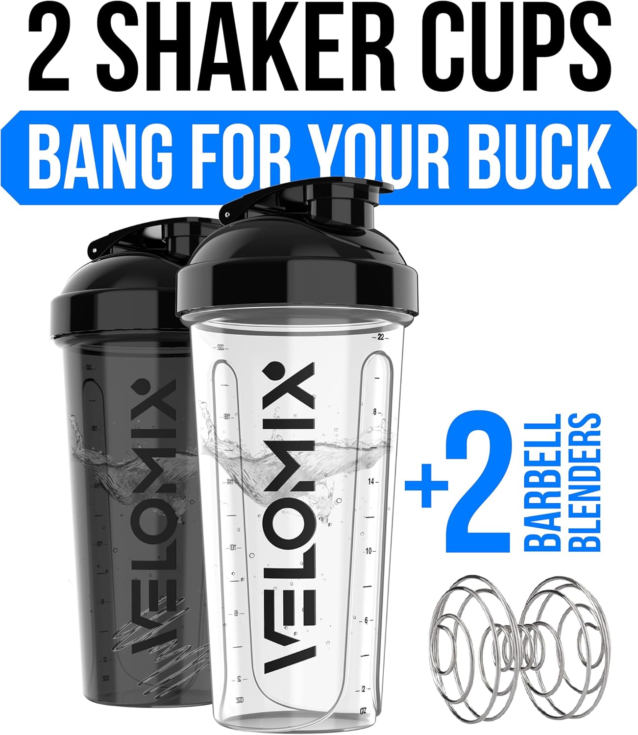 Get Fit with Our 2-Pack 28 Oz Leak-Proof Protein Shaker Bottles - Perfect for Smoothies and Protein Mixes!