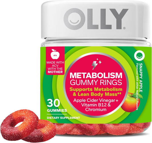 Revitalize Your Metabolism with OLLY's Delicious Apple Cider Vinegar Gummy Rings - 30 Count of Chewable Energy & Digestive Support