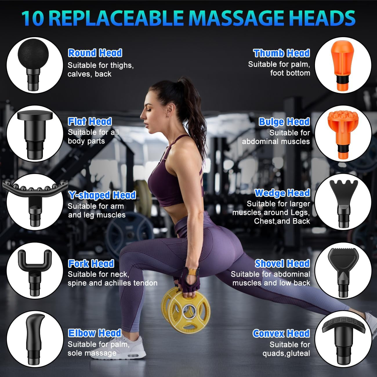 Massage Gun, Deep Tissue Back Massage for Athletes for Pain Relief, Percussion Massager with 10 Massages Heads & Silent Brushless Motor, Valentines Day Gifts for Him Her, Carbon