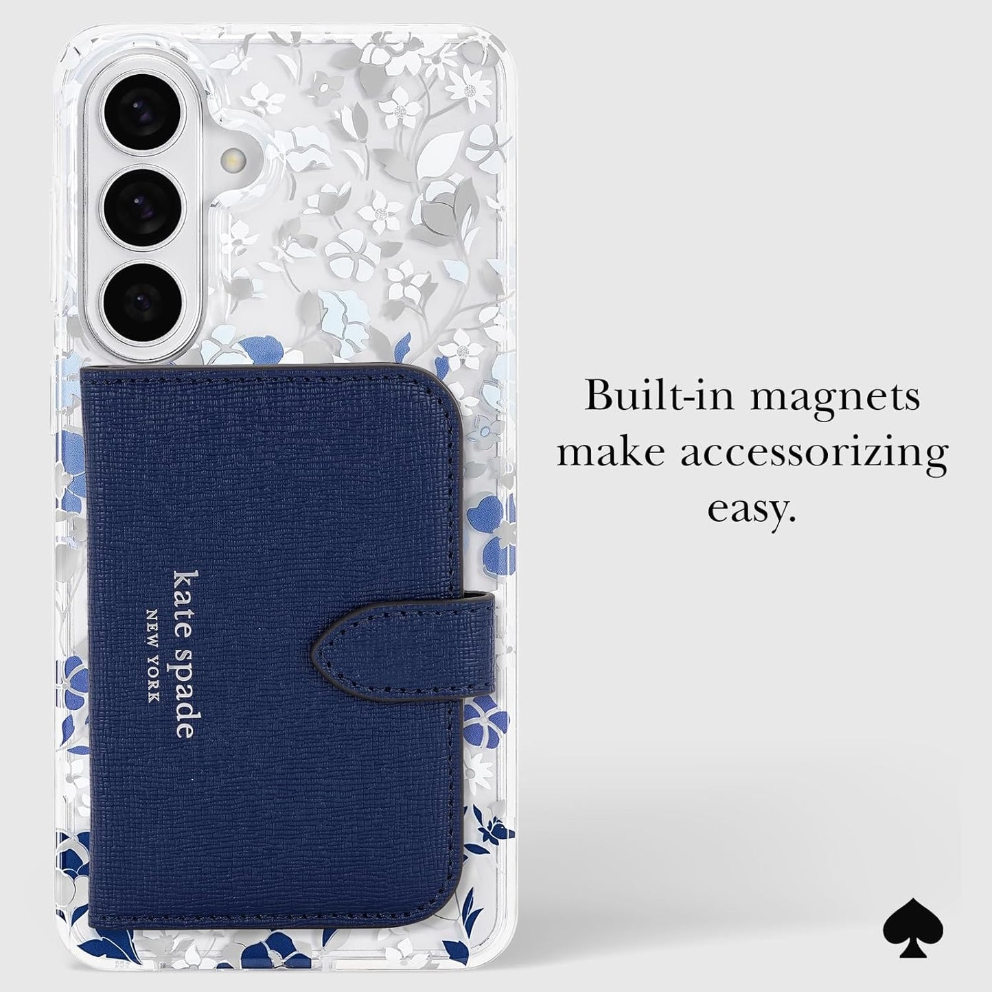 Samsung Galaxy S26 plus Case - [Magnetic and Wireless Charging] - Designer Phone Case - Flowerbed Blue Gems