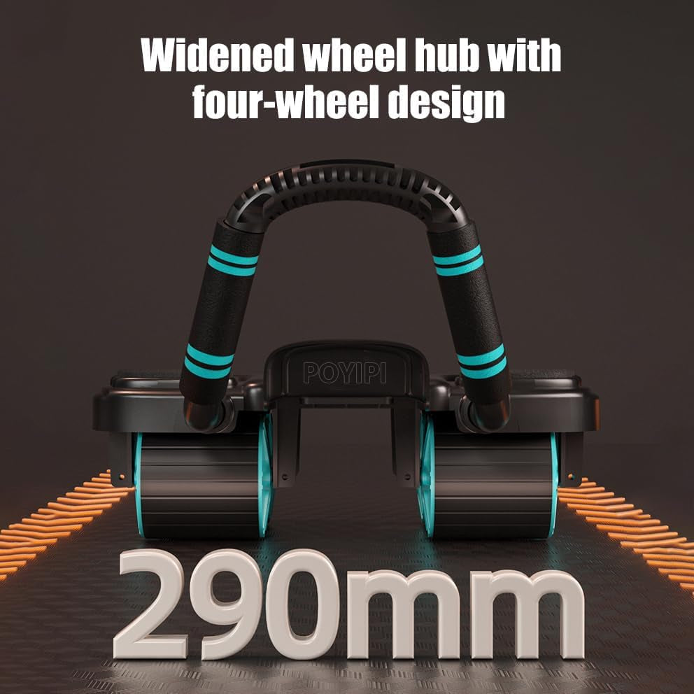 2025 New Ab Wheel Roller with Elbow Support - Automatic Rebound Abdominal Wheel Roller, the Upgraded Four-Wheel Abdominal Wheel Core Workout Equipment Home Gym Abs Machine