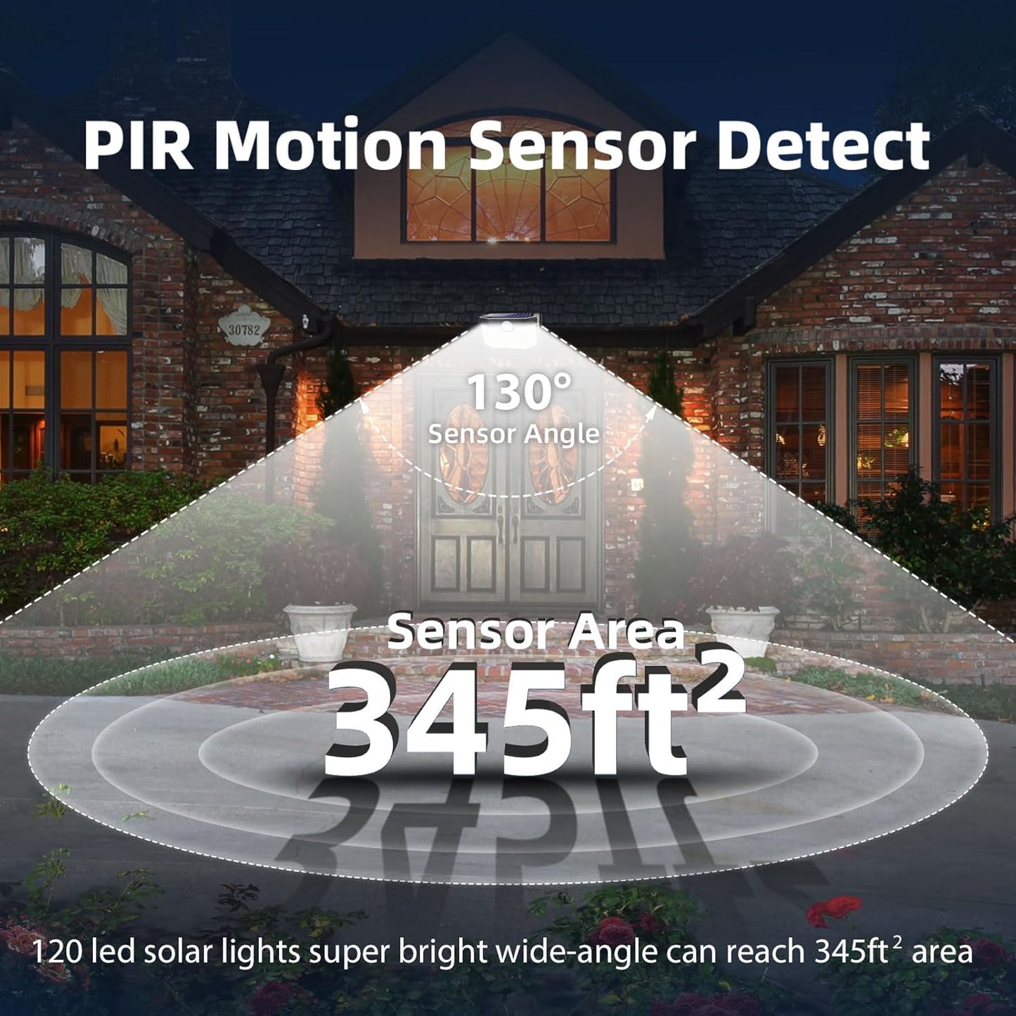 120 LED Outdoor Solar Lights with Motion Sensor and 3 Lighting Modes, IP65 Waterproof Wide Solar Wall Lights Ideal for Garden Patio Yard (Front Button 6Packs, Black Shell-Daylight White)