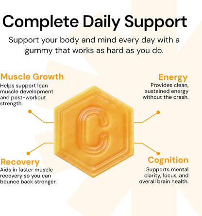 Creatine Monohydrate Gummies for Men & Women, Boost Focus, Strength, and Endurance, Anti-Melting Formula, Vegan, Gluten-Free, Non-Gmo, 1.5G of Creatine per Gummy (Orange)