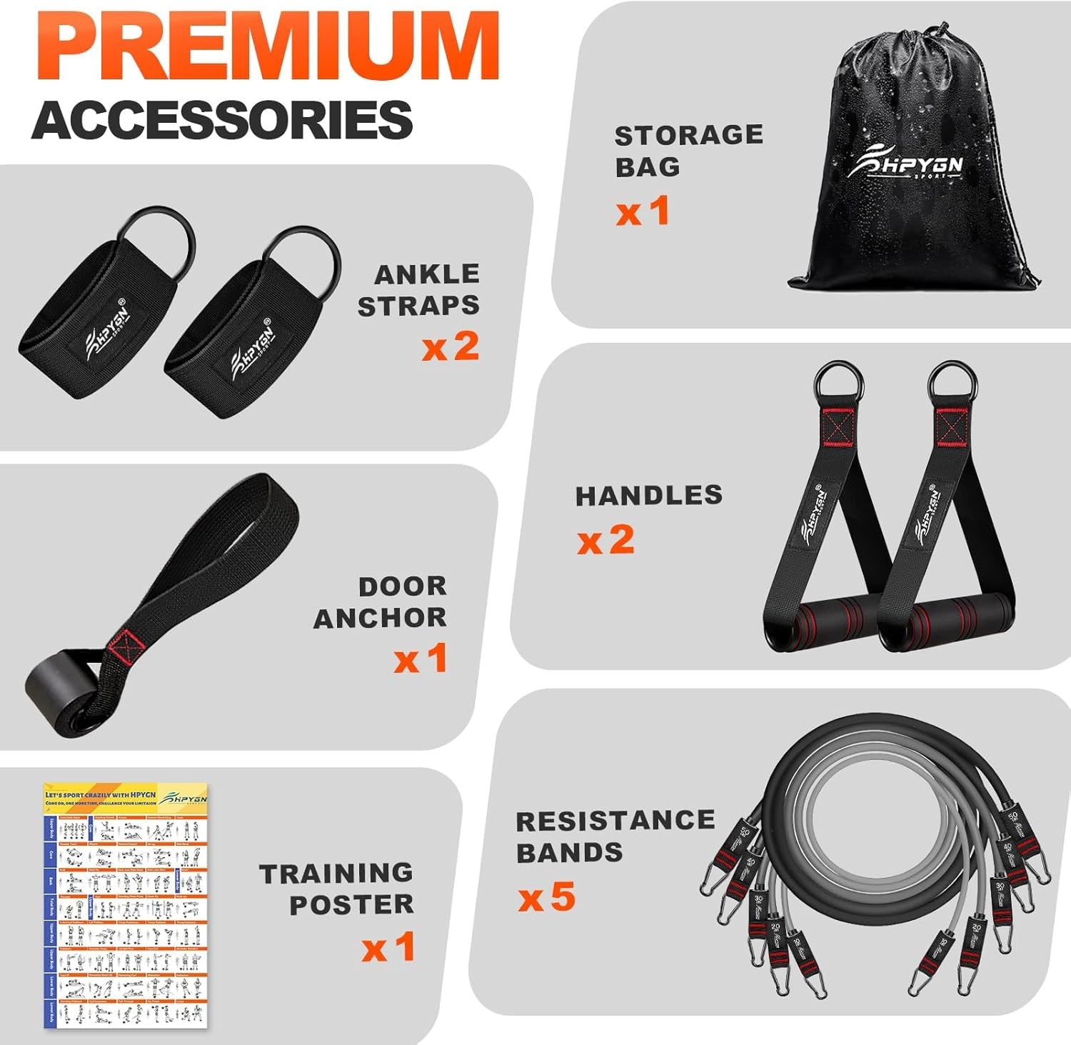 Resistance Bands, Exercise Bands with Handles, Fitness Bands, Workout Bands with Door Anchor and Ankle Straps, for Heavy Resistance Training, Physical Therapy, Shape Body, Yoga, Home Workout Set