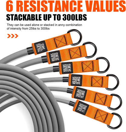 Heavy Resistance Bands, 300LBS Exercise Bands for Working Out, Fitness Bands with Handles, Workout Bands for Men, Weight Bands Set for Muscle Training, Strength, Slim, Yoga, Home Gym Equipment