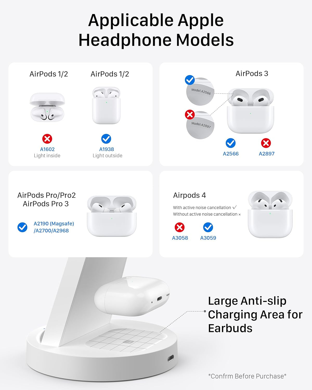 3 in 1 Charging Station for Iphone - Wireless Charger for Apple Products Multiple Devices - Charging Dock Stand for Airpods (For Iphone 17 16E 16 15 14 13 Pro 12 11 X Max)