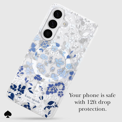 Samsung Galaxy S26 plus Case - [Magnetic and Wireless Charging] - Designer Phone Case - Flowerbed Blue Gems