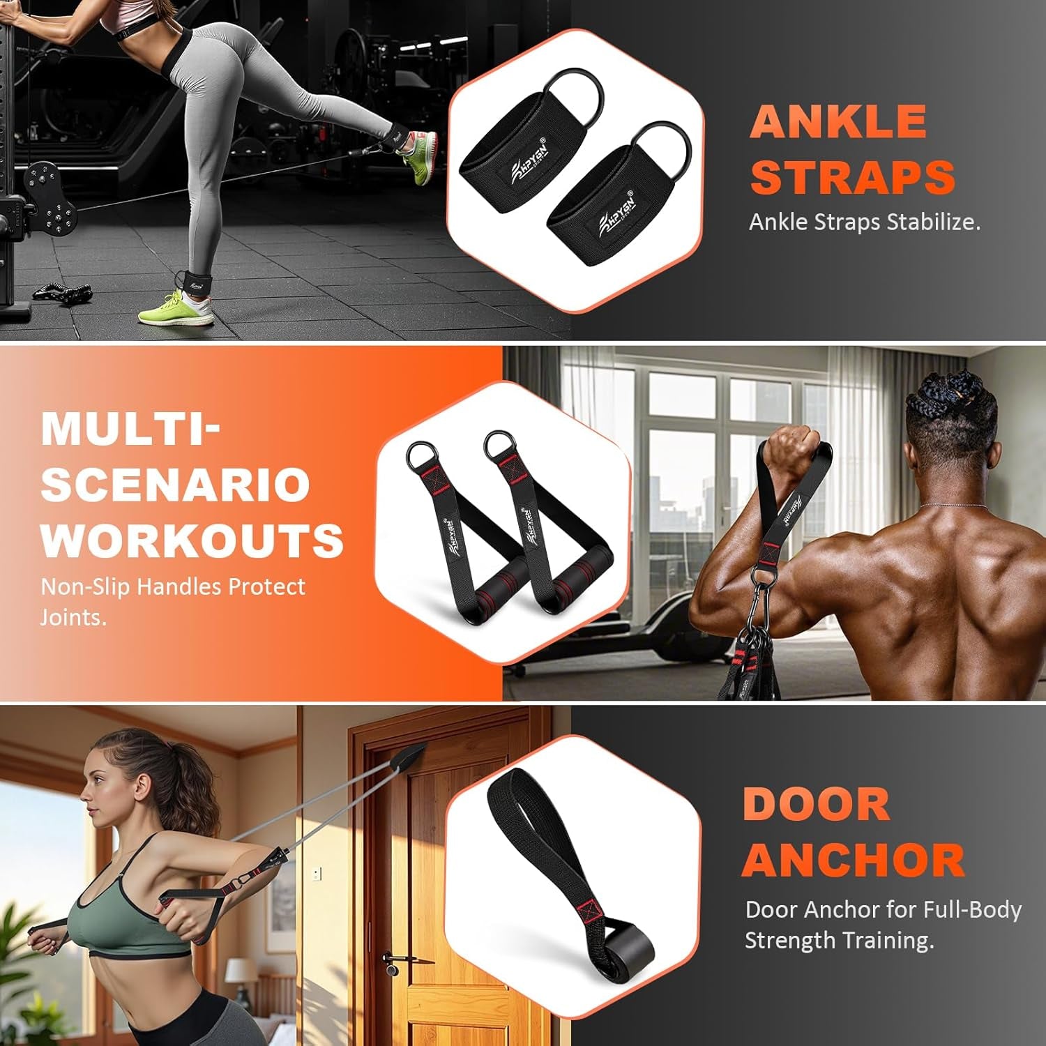 Resistance Bands, Exercise Bands with Handles, Fitness Bands, Workout Bands with Door Anchor and Ankle Straps, for Heavy Resistance Training, Physical Therapy, Shape Body, Yoga, Home Workout Set