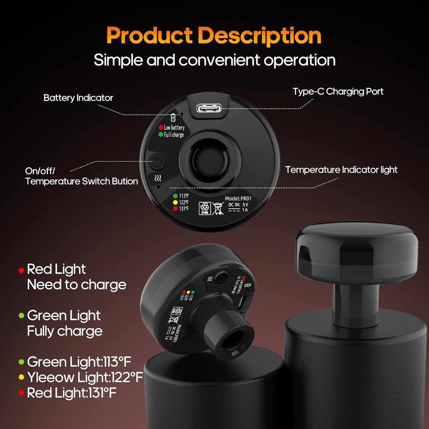 Massage Gun with Heat Deep Tissue Back Massager Neck Massager for Pain Relief,Muscle Percussion Massage Gun, Birthday Gifts for Men Women Dad Him Handheld Message Gun with 7Heads&Silent