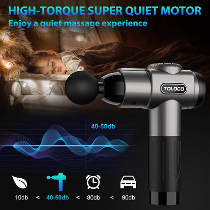 Massage Gun, Deep Tissue Back Massage for Athletes for Pain Relief, Percussion Massager with 10 Massages Heads & Silent Brushless Motor, Valentines Day Gifts for Him Her, Grey