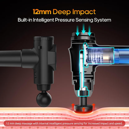 Massage Gun with Heat Deep Tissue Back Massager Neck Massager for Pain Relief,Muscle Percussion Massage Gun, Birthday Gifts for Men Women Dad Him Handheld Message Gun with 7Heads&Silent