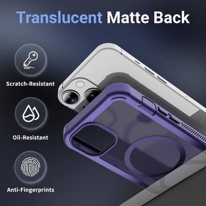Magnetic for Iphone 13/14 Case,[Screen Protector] [Compatible with Magsafe][Military Grade Drop Protection][Heavy Duty Protection][Shockproof] 2-Layer Durable Bumper Phone Case 6.1"-Purple