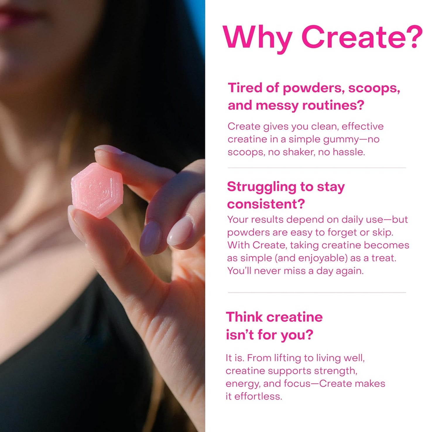 Creatine Monohydrate Gummies for Men & Women, Boost Focus, Strength, and Endurance, Anti-Melting Formula, Vegan, Gluten-Free, Non-Gmo, 1.5G of Creatine per Gummy (Watermelon)