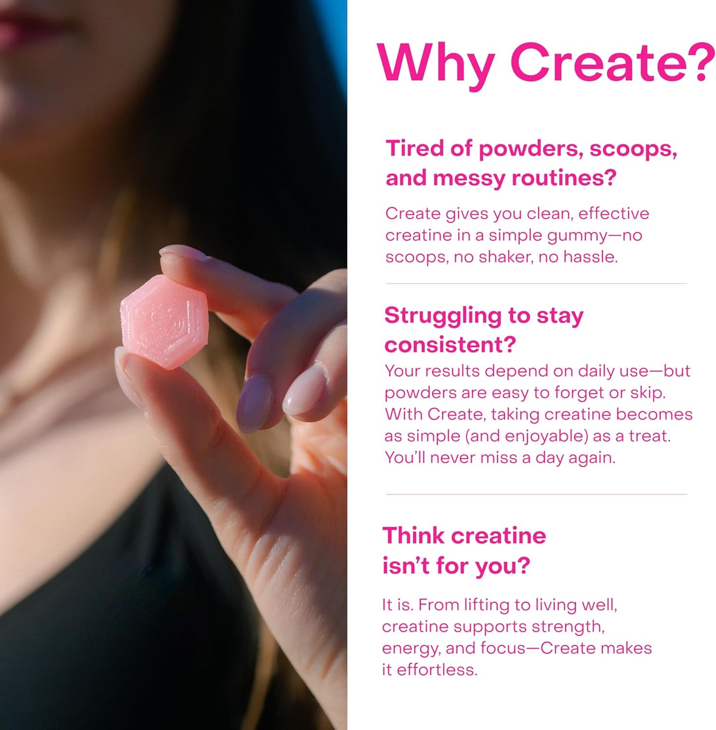 Creatine Monohydrate Gummies for Men & Women, Boost Focus, Strength, and Endurance, Anti-Melting Formula, Vegan, Gluten-Free, Non-Gmo, 1.5G of Creatine per Gummy (Watermelon)