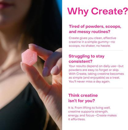 Creatine Monohydrate Gummies for Men & Women, Boost Focus, Strength, and Endurance, Anti-Melting Formula, Vegan, Gluten-Free, Non-Gmo, 1.5G of Creatine per Gummy (Watermelon)