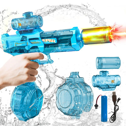 Adult and Children'S Electric Water Guns, Automatic High-Power Water Guns, Swimming Pool Toys, Beach Electric Water Guns, Realistic Muzzle Flames.