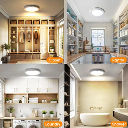 Rechargeable Motion Sensor Ceiling Light with Remote - Magnetic Wireless Ceiling Light Battery Powered for Closet Shower Stairs Shed Hallway Porch Patio Ect