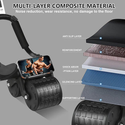 2026 New Ab Roller Wheel with Knee Mat &Timer, Automatic Rebound Abdominal Wheel, Ab Abdominal Exercise Roller with Elbow Support, Abs Workout Equipment Ab Exercise Roller for Women Men