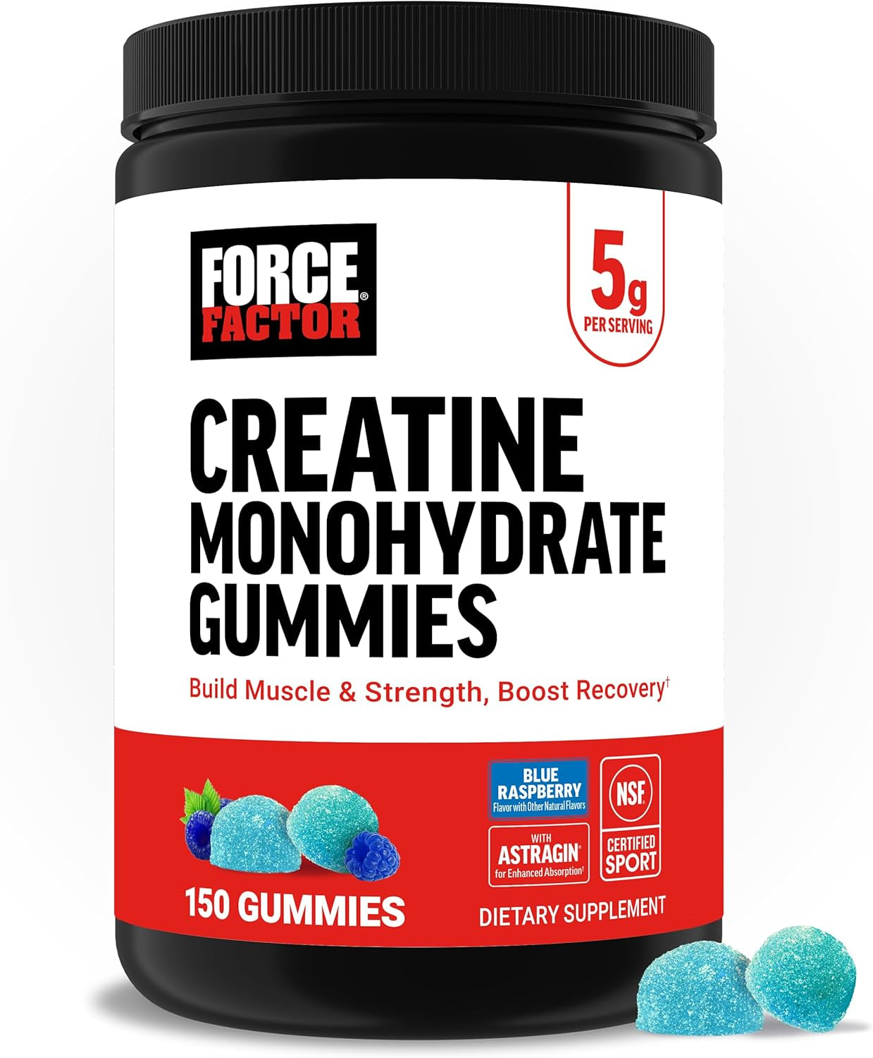 Creatine Monohydrate Gummies, NSF Certified, 5G Dose for Men & Women to Support Muscle, Strength, Recovery, Cognitive Health & Memory, Packaging May Vary, Blue Raspberry, 150 Gummies