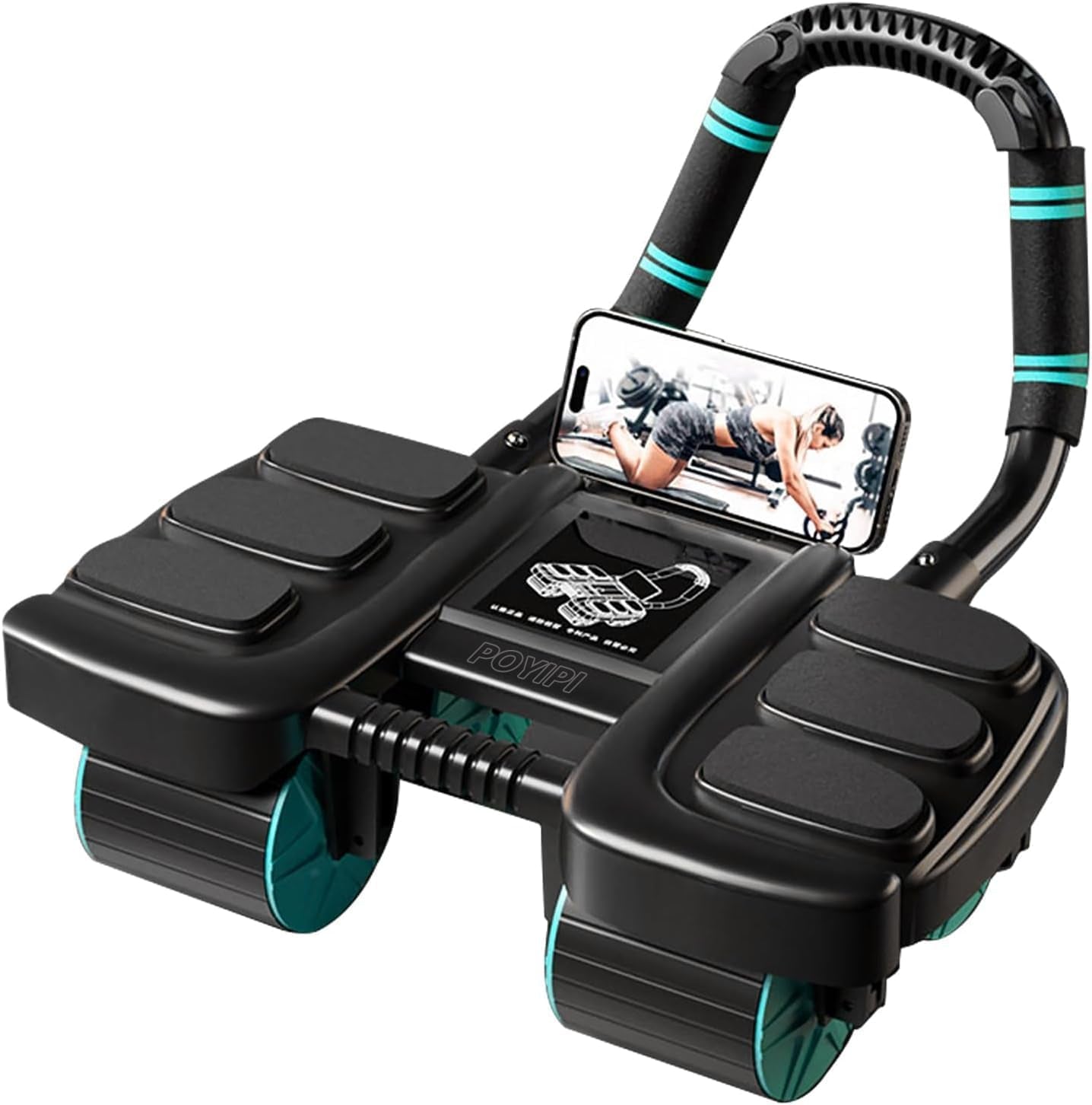 2025 New Ab Wheel Roller with Elbow Support - Automatic Rebound Abdominal Wheel Roller, the Upgraded Four-Wheel Abdominal Wheel Core Workout Equipment Home Gym Abs Machine