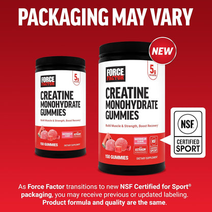 Creatine Monohydrate Gummies, NSF Certified, 5G Dose for Men & Women to Support Muscle, Strength, Recovery, Cognitive Health & Memory, Packaging May Vary, Watermelon, 150 Gummies