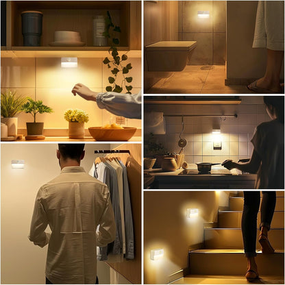 8 Pack Motion Sensor Stair Light for Indoor, Battery Operated Closet Lights, Wireless Stick on Anywhere Hallway Lamp, Portable Led Night Lamps for Bedroom under Cabinet Kitchen